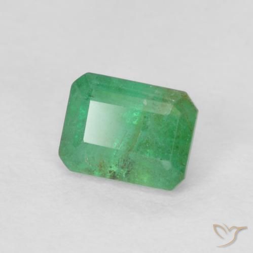 0.43 ct Green Emerald Stone, Natural Emerald in Octagon Step Cut Shape for Sale