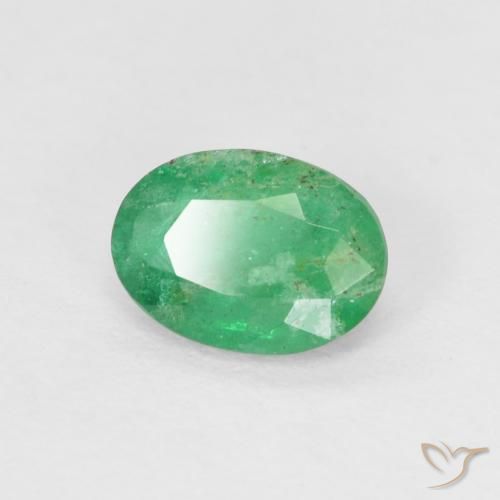 0.47 ct Green Emerald Stone, Natural Emerald in Oval Facet Shape for Sale