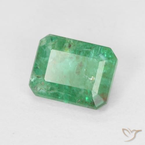 0.78 ct Green Emerald Stone, Natural Emerald in Octagon Step Cut Shape for Sale