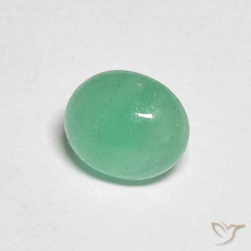 0.73 ct Green Emerald Stone, Natural Emerald in Oval Cabochon Shape for Sale