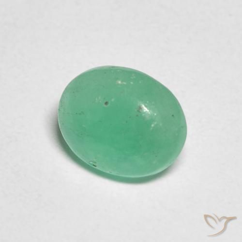 0.83 ct Green Emerald Stone, Natural Emerald in Oval Cabochon Shape for Sale