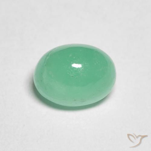 Smeraldo Ovale cabochon da 1,19 ct dalla Colombia, dimensione 6,9 x 5,2mm, purezza Translucent, pietra preziosa naturale Lubrificate, Smeraldo 1pc in colore Menta verde, durezza Mohs di 7,5 - 8 adatto per gioielli da indossare ogni giorno, Martedì Gemma, Photo A