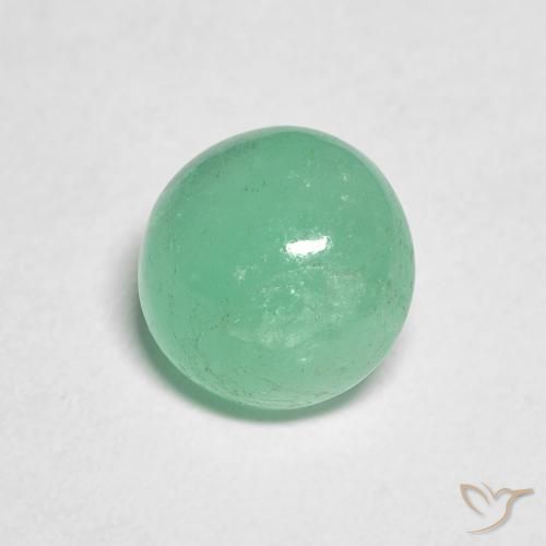 1.45 ct Green Emerald Stone, Natural Emerald in Round Cabochon Shape for Sale