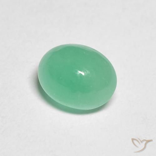 1.10 ct Green Emerald Stone, Natural Emerald in Oval Cabochon Shape for Sale