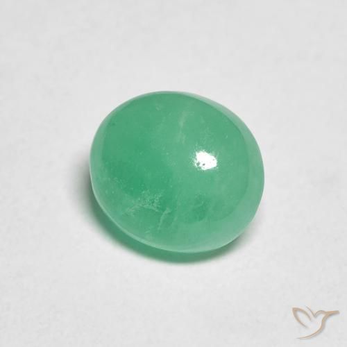 1.17 ct Green Emerald Stone, Natural Emerald in Oval Cabochon Shape for Sale