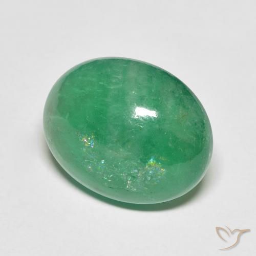 8.05 ct Green Emerald Stone, Natural Emerald in Oval Cabochon Shape for Sale
