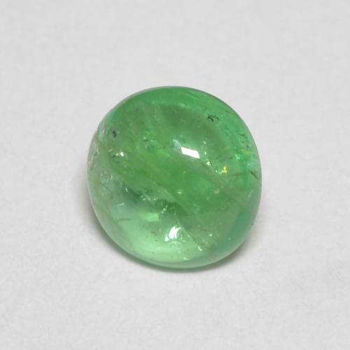 0.34ct Round Lime Green Emerald from Colombia, Dimension 4.6mm, Natural oiled Gemstone, Transparent Clarity, 1pc Round Cabochon Emerald, Mohs Hardness of 7.5 - 8 suitable for daily wear jewelry, Unblocks Heart Chakra, Photo A