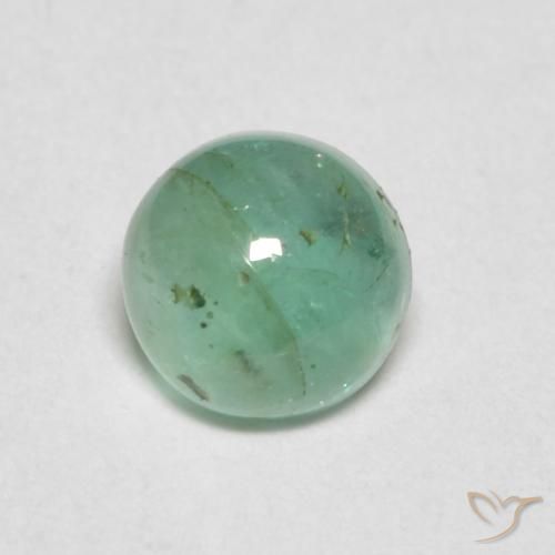 0.44 ct Green Emerald Stone, Natural Emerald in Round Cabochon Shape for Sale