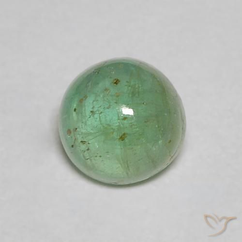 0.44 ct Green Emerald Stone, Natural Emerald in Round Cabochon Shape for Sale