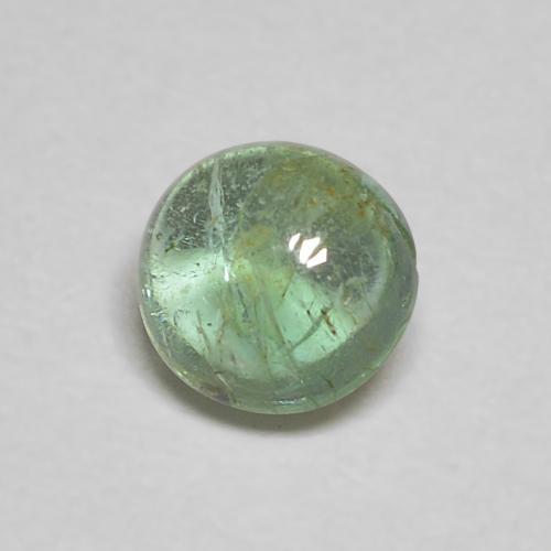 0.44ct Round Cabochon Green Emerald from Colombia, Dimension 4.9mm, Transparent Clarity, Natural oiled gemstone, 1pc Emerald in Light Cool Green Color, Mohs Hardness of 7.5 - 8 suitable for daily wear jewelry, Symbolizes Fertility and Re-birth, Photo A