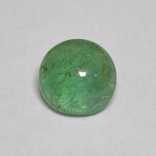0.39ct Round Cabochon Green Emerald from Colombia, Dimension 4.6mm, Natural oiled Gemstone, Transparent Clarity, 1 piece Emerald in Medium Green Color, Mohs Hardness of 7.5 - 8 suitable for daily wear jewelry, Symbolizes Fertility and Re-birth, Photo A