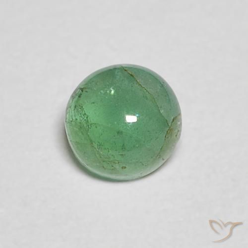 0,33ct Cabochon rotondo verde Smeraldo dalla Colombia, Dimension 4,2mm, Natural Lubrificate Gemstone, Transparent Clarity, 1 piece Smeraldo in Verde chiaro Color, Mohs Hardness of 7,5 - 8 adatto per gioielli da indossare ogni giorno, Simboleggia la fertilità e la rinascita, Photo A