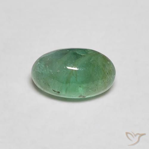 0.3ct Oval Clover Green Emerald from Colombia, Dimension 5.1 x 3.1mm, Natural oiled Gemstone, Transparent Clarity, 1pc Oval Cabochon Emerald, Mohs Hardness of 7.5 - 8 suitable for daily wear jewelry, Cancer Zodiac Stone, Photo A