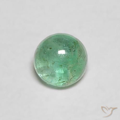 0.19ct Round Cabochon Green Emerald from Colombia, Dimension 3.5mm, Natural oiled Gemstone, Transparent Clarity, 1 piece Emerald in Cool Green Color, Mohs Hardness of 7.5 - 8 suitable for daily wear jewelry, Year of the Goat Gemstone, Photo A
