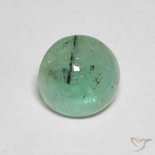 0.40 ct Green Emerald Stone, Natural Emerald in Round Cabochon Shape for Sale