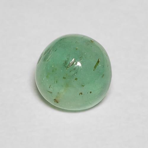 4.6mm Round Cabochon Green Emerald from Colombia, Weight of 0.46ct, Natural oiled Gemstone in Transparent Clarity, 1pc Emerald - Color: Light Mint Green, Mohs Hardness of 7.5 - 8 suitable for daily wear jewelry, Stone of Successful Love, Photo A