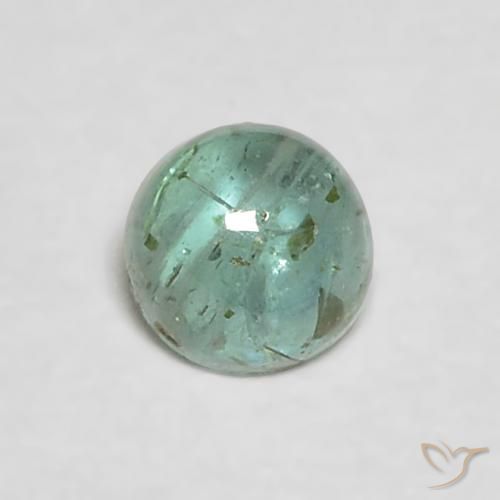 3.6mm Round Cabochon Green Emerald from Colombia, Weight of 0.21ct, Natural oiled gemstone in Transparent Clarity, 1pc Emerald - the Color is Light Green, Mohs Hardness of 7.5 - 8 suitable for daily wear jewelry, Year of the Goat Gemstone, Photo A