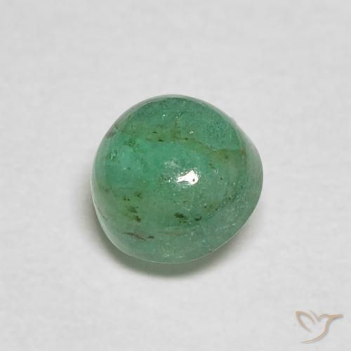0.43 ct Green Emerald Stone, Natural Emerald in Round Cabochon Shape for Sale