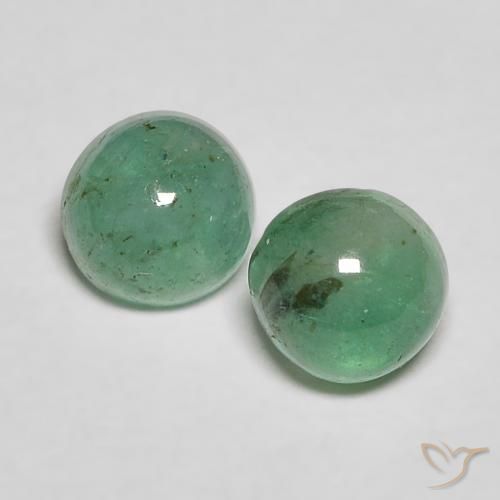 0.77 ctw Green Emerald Gemstones, Emerald Gems in Round Cabochon Shape for Sale.