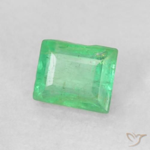 0.18 ct Green Emerald Stone, Natural Emerald in Baguette Facet Shape for Sale