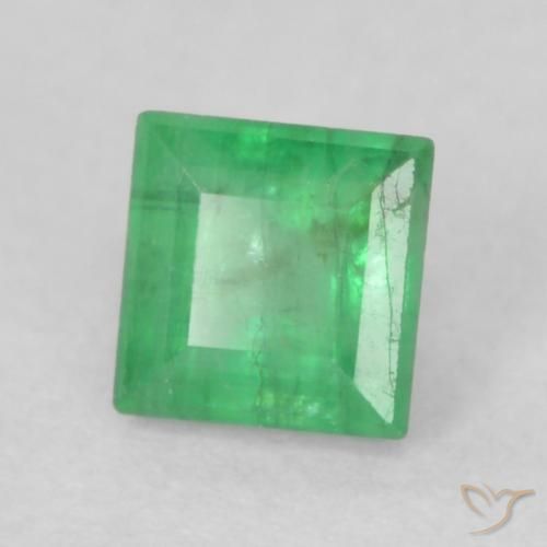 0.24 ct Green Emerald Stone, Natural Emerald in Square Facet Shape for Sale