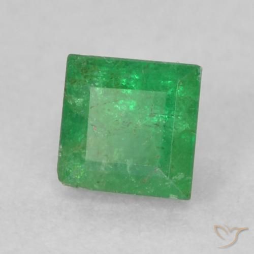 0.23 ct Green Emerald Stone, Natural Emerald in Square Facet Shape for Sale