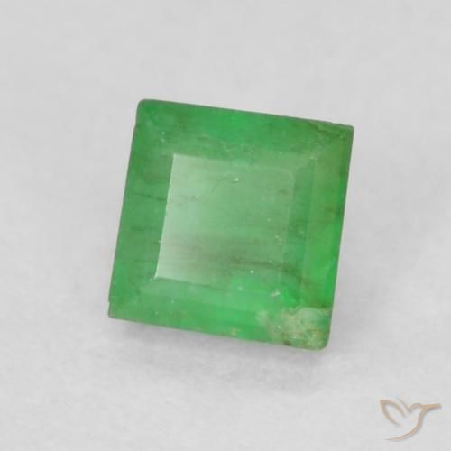 0.16 ct Green Emerald Stone, Natural Emerald in Square Facet Shape for Sale