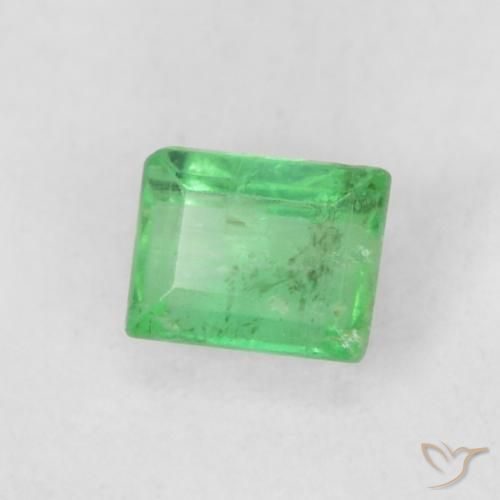 0.16 ct Green Emerald Stone, Natural Emerald in Baguette Facet Shape for Sale