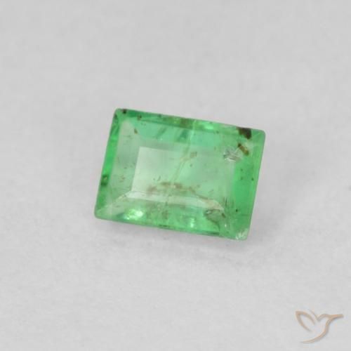 0.19 ct Green Emerald Stone, Natural Emerald in Baguette Facet Shape for Sale
