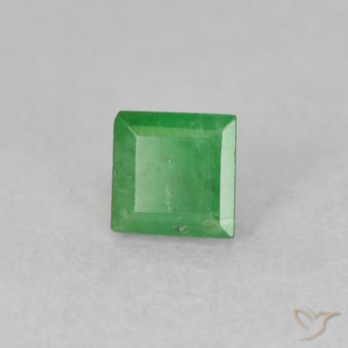 0.22 ct Green Emerald Stone, Natural Emerald in Square Facet Shape for Sale