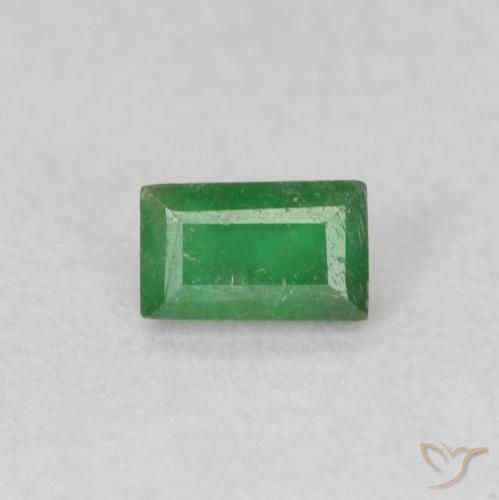 0,17ct Baguette sfaccettata verde Smeraldo dalla Colombia, Dimension 3,9 x 2,5mm, Natural Lubrificate Gemstone, SI Clarity, 1 piece Smeraldo in Verde medio Color, Mohs Hardness of 7,5 - 8 adatto per gioielli da indossare ogni giorno, Sblocca Chakra del Cuore, Photo A