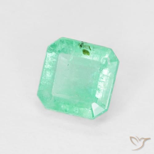 0.87 ct Green Emerald Stone, Natural Emerald in Octagon Step Cut Shape for Sale