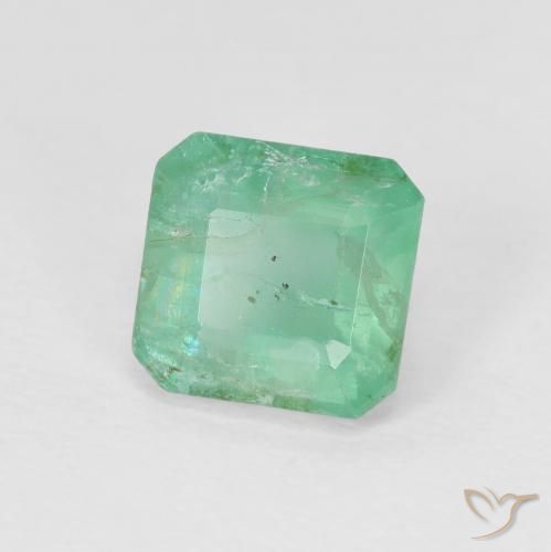1.33 ct Green Emerald Stone, Natural Emerald in Octagon Step Cut Shape for Sale