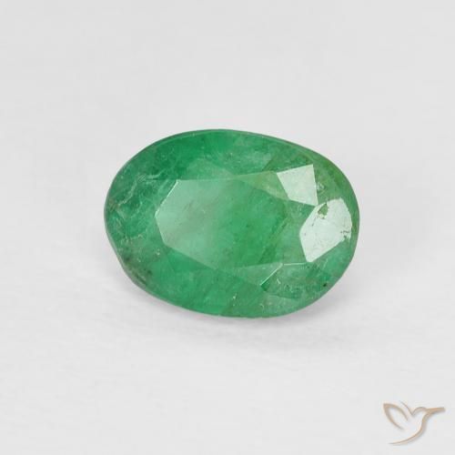 0.74 ct Green Emerald Stone, Natural Emerald in Oval Facet Shape for Sale