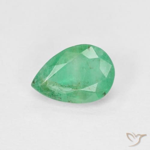 0.64ct Natural Cool Green Emerald, Pear Shape, VS-SI