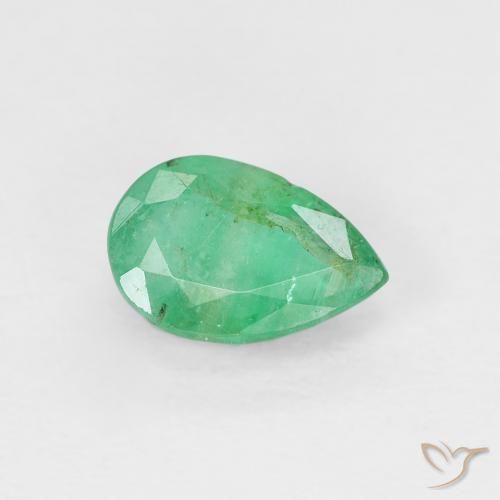 0.64 ct Green Emerald Stone, Natural Emerald in Pear Facet Shape for Sale