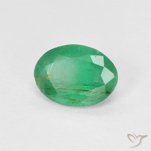 0.77 ct Green Emerald Stone, Natural Emerald in Oval Facet Shape for Sale