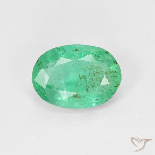 0.76ct Natural Medium Green Emerald, Oval, VS-SI