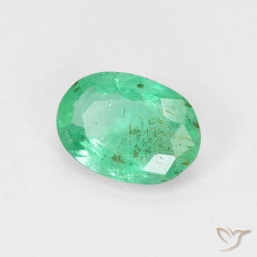0.76 ct Green Emerald Stone, Natural Emerald in Oval Facet Shape for Sale