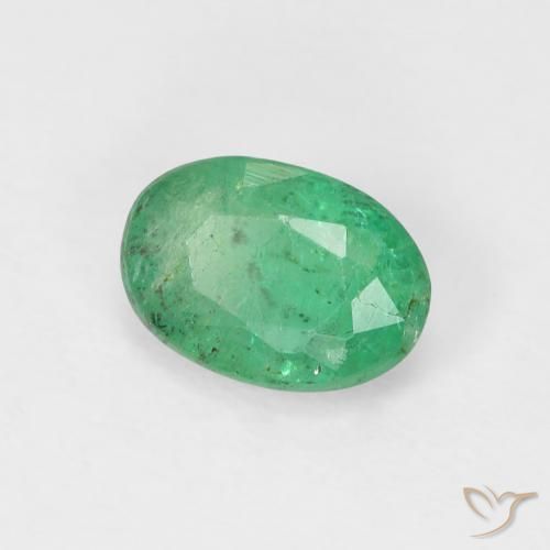 0.79 ct Green Emerald Stone, Natural Emerald in Oval Facet Shape for Sale