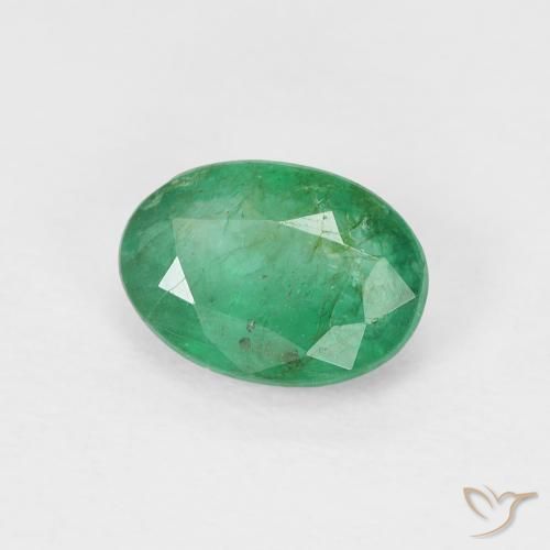 0.73 ct Green Emerald Stone, Natural Emerald in Oval Facet Shape for Sale