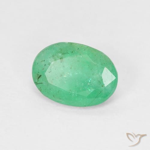 0.76 ct Green Emerald Stone, Natural Emerald in Oval Facet Shape for Sale