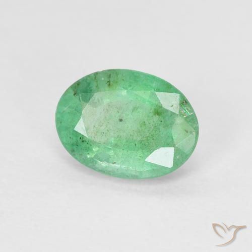 0.78 ct Green Emerald Stone, Natural Emerald in Oval Facet Shape for Sale