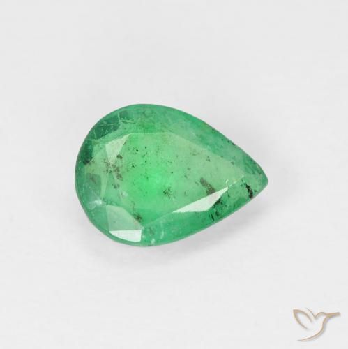 1.03 ct Green Emerald Stone, Natural Emerald in Pear Facet Shape for Sale