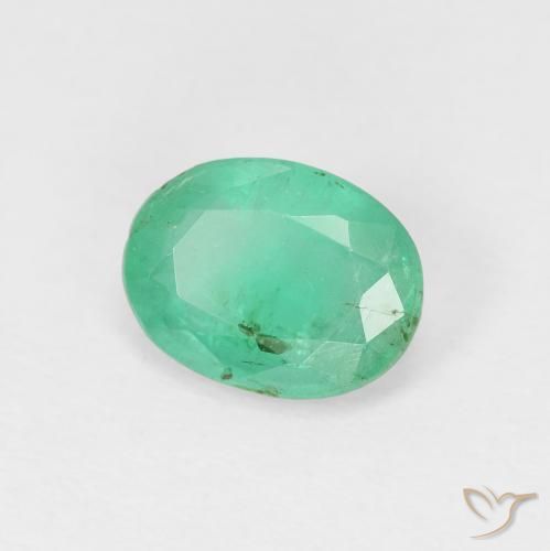 1.28 ct Green Emerald Stone, Natural Emerald in Oval Facet Shape for Sale