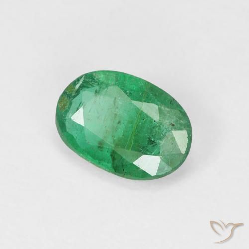 0.75 ct Green Emerald Stone, Natural Emerald in Oval Facet Shape for Sale