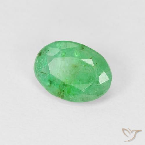 0.80 ct Green Emerald Stone, Natural Emerald in Oval Facet Shape for Sale
