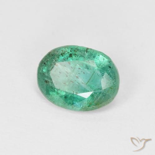 1.09 ct Green Emerald Stone, Natural Emerald in Oval Facet Shape for Sale