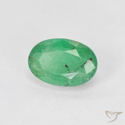 0.58 ct Green Emerald Stone, Natural Emerald in Oval Facet Shape for Sale