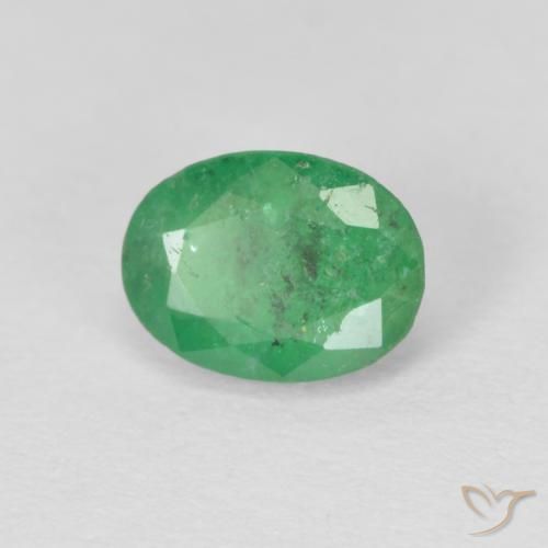 0.80 ct Green Emerald Stone, Natural Emerald in Oval Facet Shape for Sale